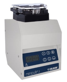 Gilson Minipuls 3 Peristaltic Pump comes with R-1 single channel pump head , 0.3 μL/min to 40 mL/min (1.8L/h, 4mm tubing).