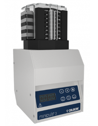 Gilson Minipuls 3 Peristaltic Pump comes with R-4 four channel pump head , 0.3 μL/min to 40 mL/min (1.8L/h, 4mm tubing).