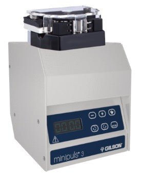 Gilson Minipuls 3 Peristaltic Pump comes with R-2 two channel pump head , 0.3 μL/min to 40 mL/min (1.8L/h, 4mm tubing).